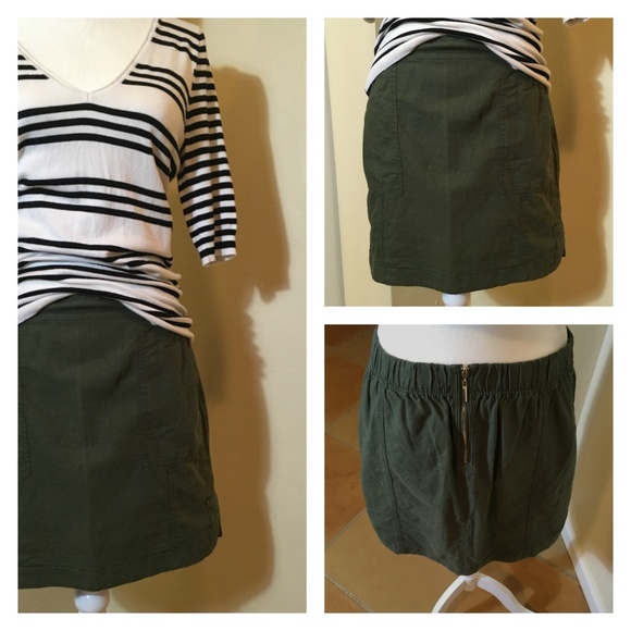 Linen-Look Olive Green Mini Skirt - EUC - Picture 4 of 4